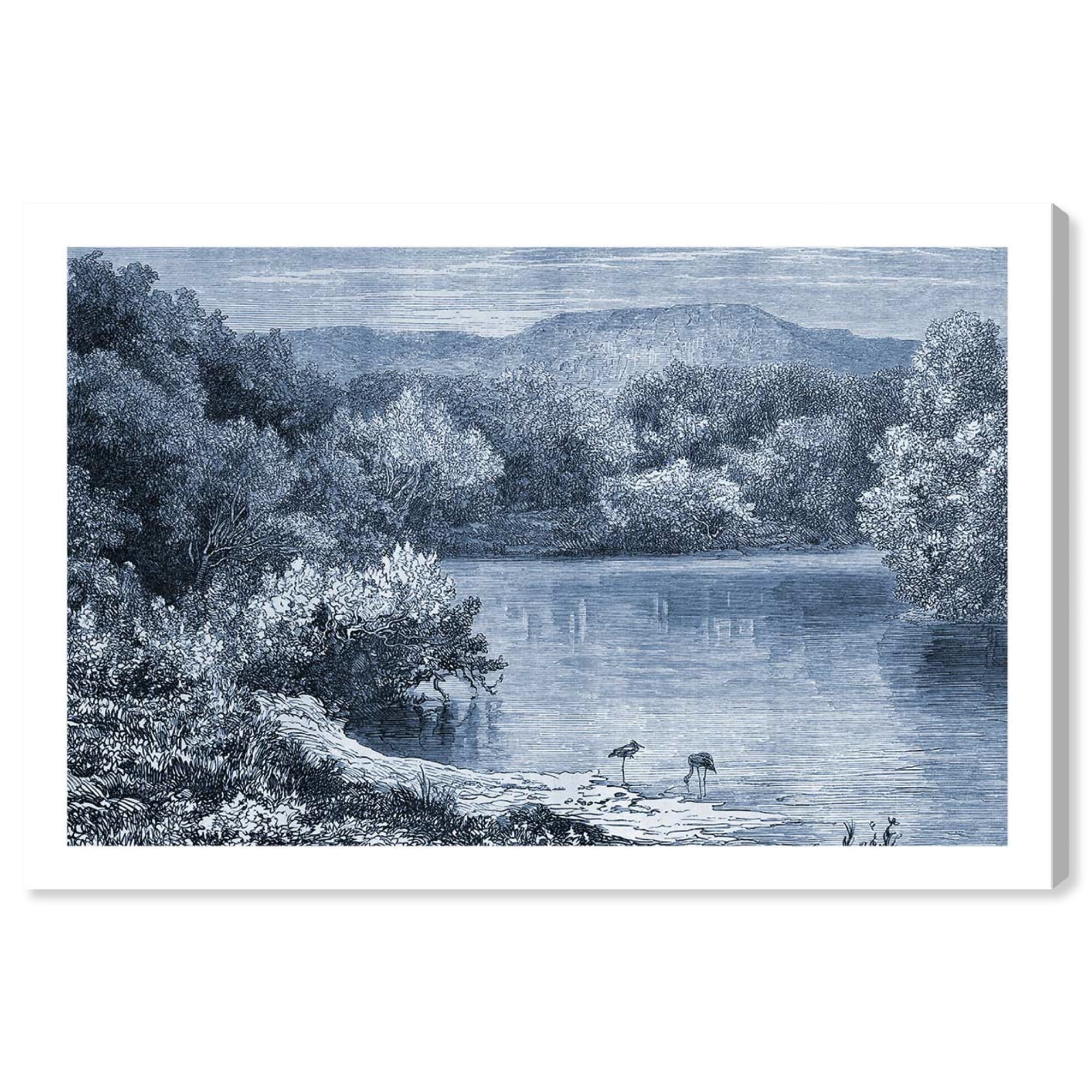Runway Avenue Nature And Landscape Wall Art Canvas Prints Jordan River Engraving Forest Landscapes Gray White Walmart Com Walmart Com