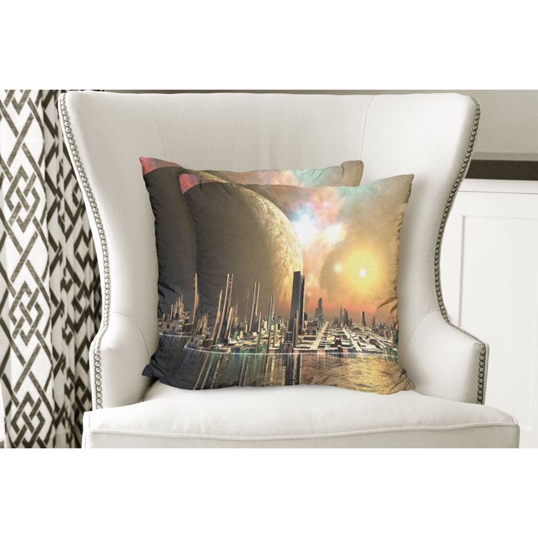 Utopia City Printed Throw Pillow Cover