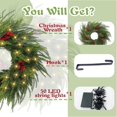 thumbnail image 2 of 22" Christmas Wreaths, with Led Lights & Red Berries, Wreath Hanging for Wall Farmhouse Window Front Door Xmas Decor, 2 of 12