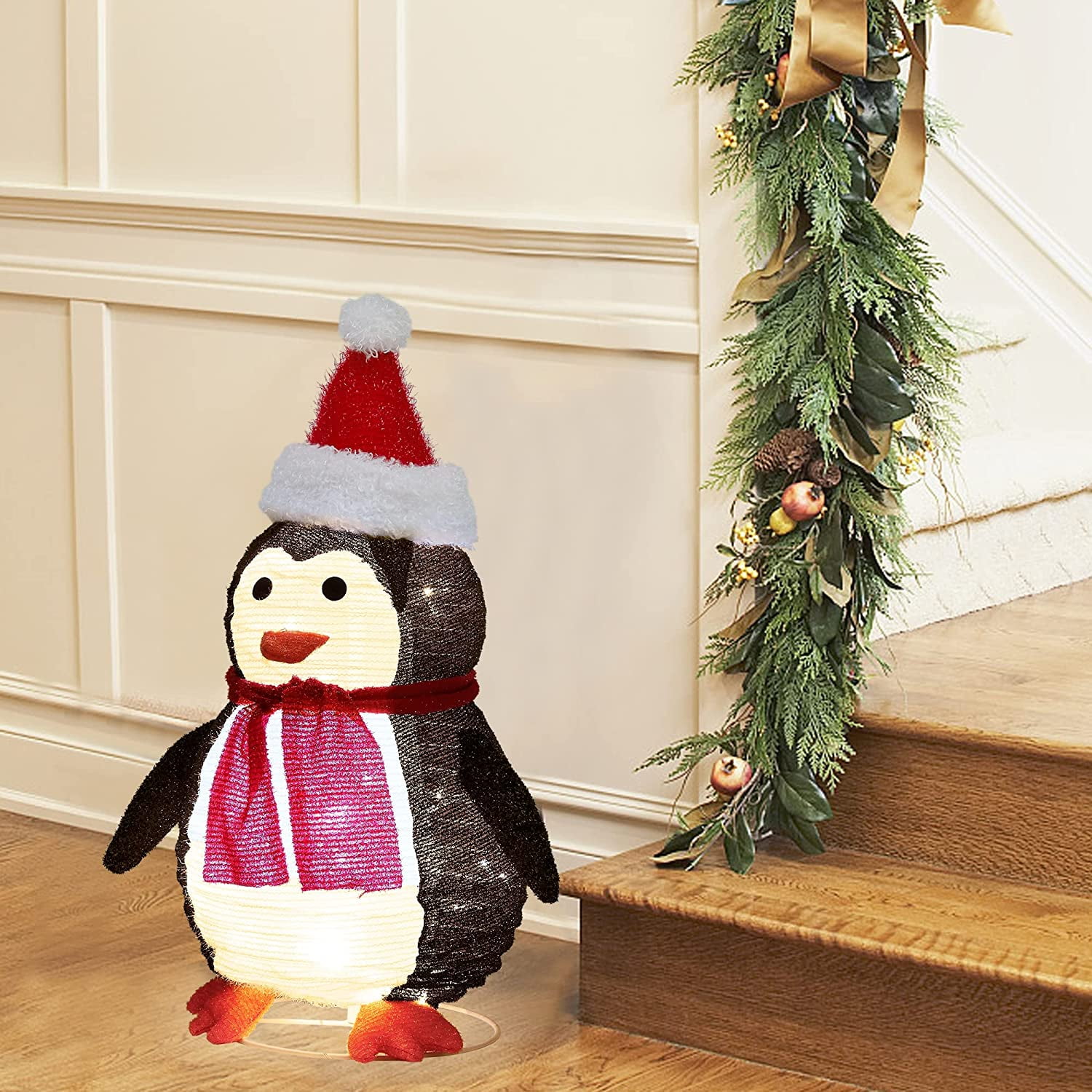 Twinkle Star 2FT Lighted Pop Up Christmas Penguin Decorations, Pre-Lit  Light Up 48 LED Warm White Lights, Collapsible Easily Metal Stand  Easy-Assembly