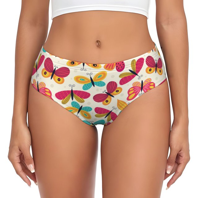 Fotbe Colorful Butterflies Calzones Estampados para Mujer – Ropa Interior de Algodón, Cómoda, Suave y Elástica-4X-Large
