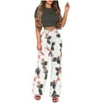 thumbnail image 2 of Aloohaidyvio Pants Sets for Women 2 Piece,Fashion Women Summer Froral Print Casual Short SLeeve Top+ Pant Set, 2 of 6