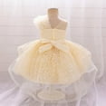 thumbnail image 5 of Moocorvic Baby Girl Flower Dress Infant Wedding Bridesmaid Birthday Party Pageant Off Shoulder Tulle Princess Dresses 18-24 Months,Yellow, 5 of 9