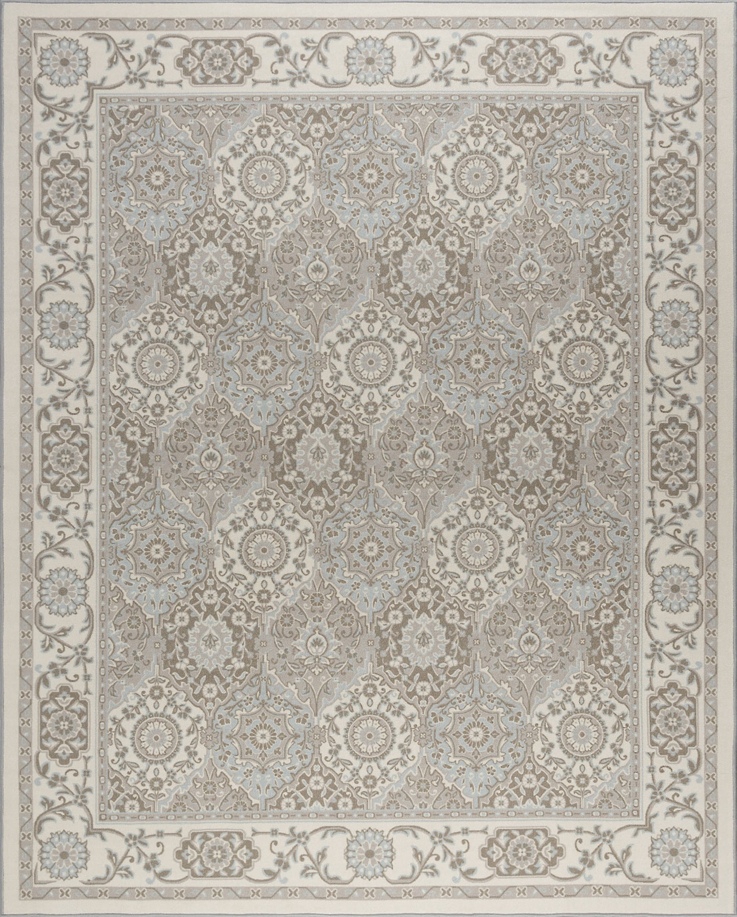 Traditional 8x10 Area Rug (7'10'' x 9'10'') Oriental Taupe, Gray Living Room Easy to Clean