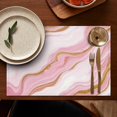 thumbnail image 4 of Pink Marble Gold Line Pattern Summer Placemats Table Placemats Set Of 6-Linen Kitchen Washable Placemats Table Mats 11.8"x17.7" Non-Slip Heat Resistant, 4 of 5