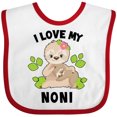 thumbnail image 3 of Inktastic Cute Sloth I Love My Noni with Green Leaves Boys or Girls Baby Bib, 3 of 4
