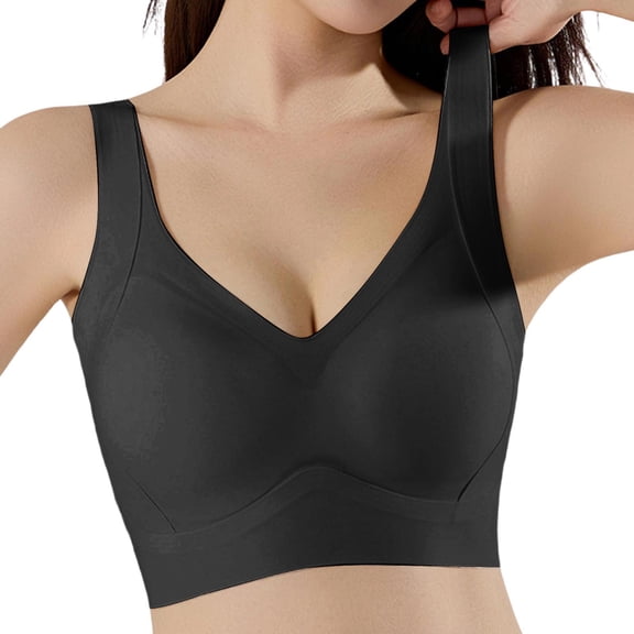 ZHOUCHANKIDS Ice Silk Bra for Women Seamless Ultra-Thin Wireless Plus Size Bras Comfort Breathable Cool Lightly Sports Bralettes Black XL