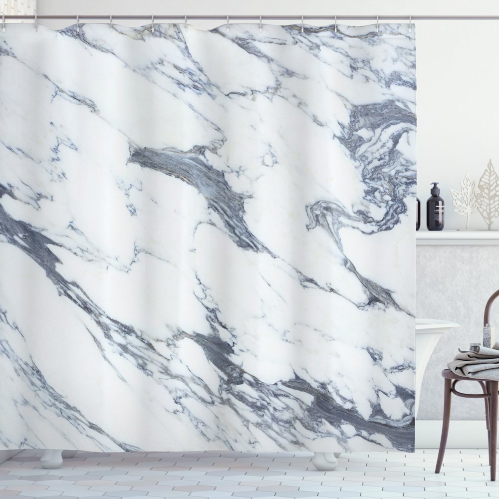Marble Shower Curtain, Antique Marble Textured Ocean Style Organic