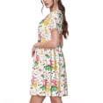 thumbnail image 2 of Honeii Cute Baby Dinosaurs Print Women’s Short Sleeve Dress, Comfortable Casual Dress, Soft Polyester Spandex Blend, Stylish Everyday Wear for Summer, Perfect for Travel and Vacation, 2 of 6