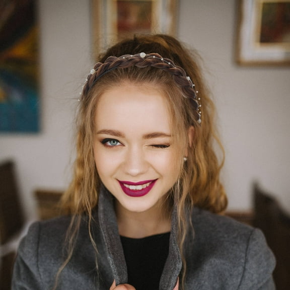 LEORX Light Brown Fake Hair Braided Headband for Festival Use Durable Fiber Material 1 Piece