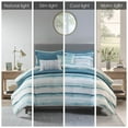thumbnail image 5 of Izzovium Aqua King Size 8-Piece Bedding Set, Printed Seersucker Comforter with Quilt, Hypoallergenic Polyester Fill, 5 of 21