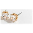 thumbnail image 2 of Women's Gold 6mm Large Square Cubic Zirconia Ear Sense Stud Earrings by Howard's, 2 of 3