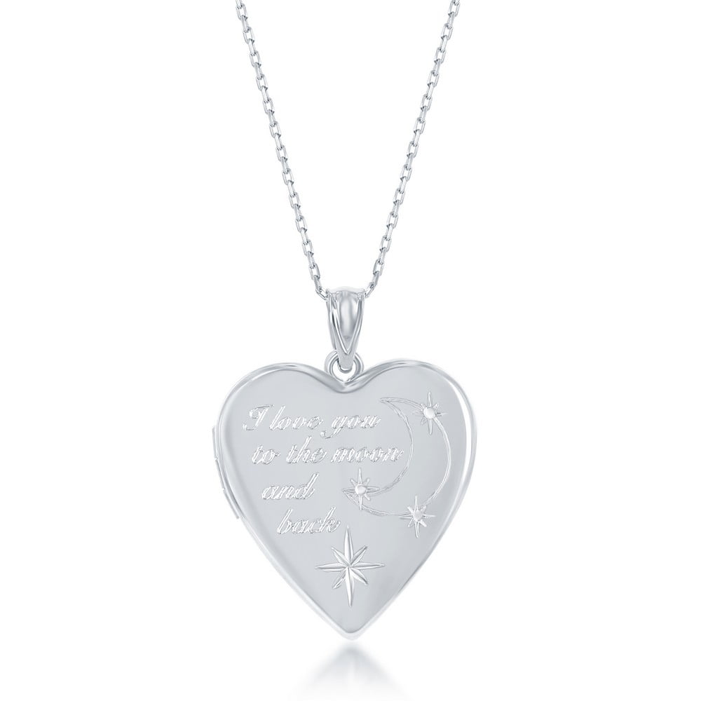 Beaux Bijoux 925 Sterling Silver Italian I Love You To The Moon Back Heart Oval Locket 18 Pendant Necklace Walmart Com Walmart Com