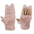 thumbnail image 3 of WJCA Mitaines Convertibles à Rabat pour Femmes, Conception Chaude et Douce en Peluche de Chat comme Gants Sans Doigts, pour les Activités Extérieures d'Hiver des Filles, Noir, 3 of 7