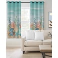 thumbnail image 2 of Coastal Beach Blackout Curtains for Bedroom Living Room Darkening Curtains 96 Inches Long Ocean Wave Summer Sea Starfish Coral Teal Beige Window Curtain 2 Panels Set Window Treatment Drapes 52"x96", 2 of 9