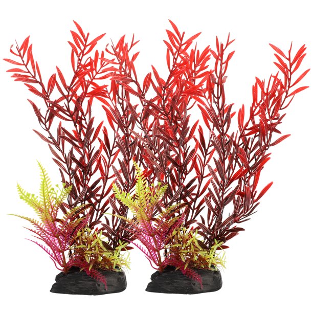 KAKOWELY 2 piezas de plantas artificiales decorativas resistentes al desgaste para acuario, decoración reemplazable.
