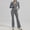 Grey, variant on Women 2 Piece Workout Outfit Zip Up Long Sleeve Crop Top High Waist Flare Yoga Pants Set Athletic Sport Activewear Tracksuit for Gym Running