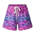 thumbnail image 3 of Arlun Womens Trendy 3D Fish Scale Printing Beach Shorts 2026 Fashion Vacation Outfit Ladies Drawstring Waisted Soft Comfortable Loose Wide Leg Casual Shorts 6-Pink S, 3 of 3