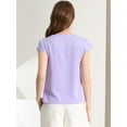 thumbnail image 3 of INSPIRE CHIC Blouse Décontractée à Manches Courtes Col en V pour Femmes Indigo Bleu G, 3 of 5