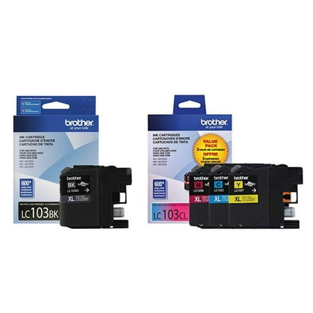 Brother Genuine LC103 4-Color High Yield Ink Cartridge Set (LC103BK, LC103CL)