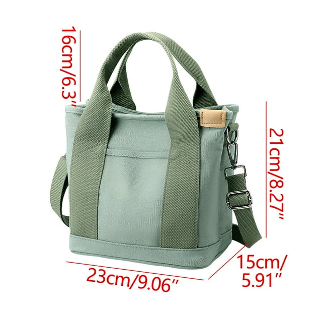 Vadktai Small Canvas Tote Bag with Zipper, Multi Pocket Shoulder Crossbody Handbag Bag with Compartments for Work