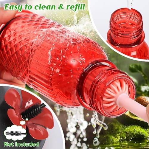 Glass Hummingbird Feeder for Outdoors Hanging, 16 OZ Humming Bird Feeders with 4 Bee Guard Feeding Ports & Built-in Ant Moat, Hummingbird Gifts for Mom Bird Feeder for Outside, Red,2 Pack