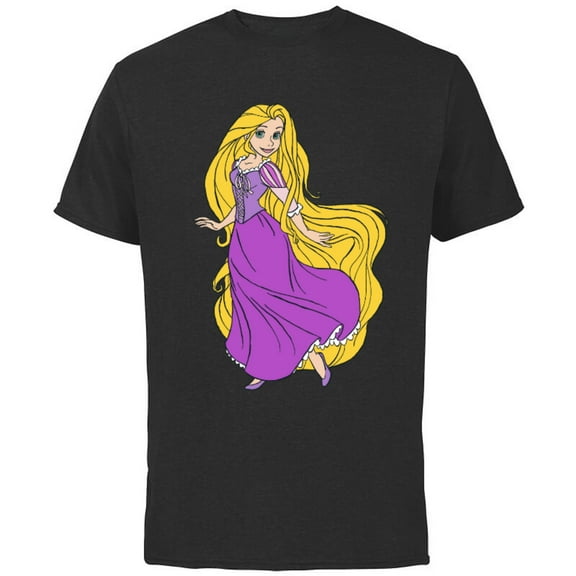Disney Tangled Princess Rapunzel T-Shirt - Short Sleeve Cotton T-Shirt for Adults - Customized-Black