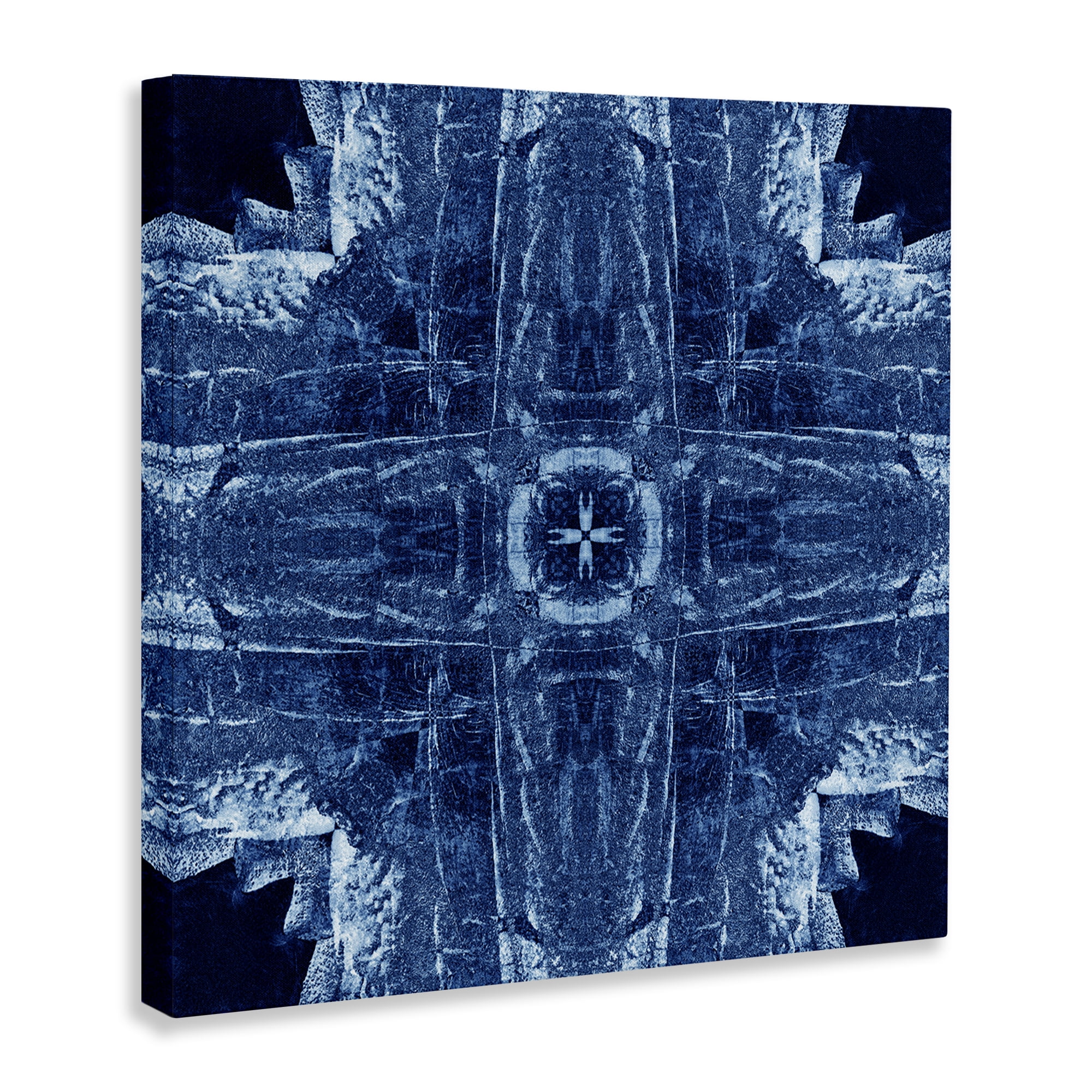 Stupell Industries Navy Blue Geometric Shapes Abstract Painting Wrapped Canvas Art Print Wall Art, 36 x 36