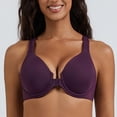 thumbnail image 6 of MELENECA Women's Racerback Front Closure Bras Plunge Unlined Full Coverage Seamless Underwire Bra Grape Wine 44DD, 6 of 7