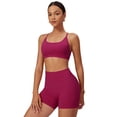 thumbnail image 2 of IDOPIP Women 2 Piece Seamless Backless Yoga Sets High Waist Shorts and Sports Bra Gym Athletic Clothing Outfits, 2 of 7