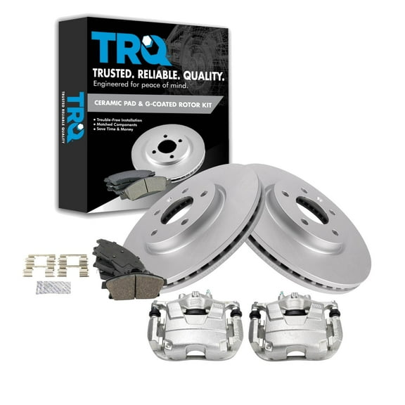 TRQ Front Brake Pad & Rotor Kit Brake Caliper Brake Pads Brake Rotor Ceramic Premium G-Coated Fits Select 2012-2017 Buick Verano 2014-2015 Chevrolet Cruze 2011-2015 Volt