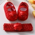 thumbnail image 4 of Newborn Baby Girl Satin Cloth Bowknot Princess Shoes Toddler Soft Sole Walking Shoes Headband Set Set 0-18 M, 4 of 5