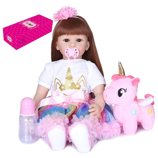 Decdeal Muñecas Reborn 24 Pulgadas Bebé Realista Silicona Vinilo &