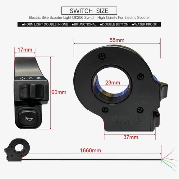 4X E-Bike 2 In 1 Horn Turn Signal Switch Button Electric Bicycle Parts Accessories Motorcycle E-Bike Electric Scooter