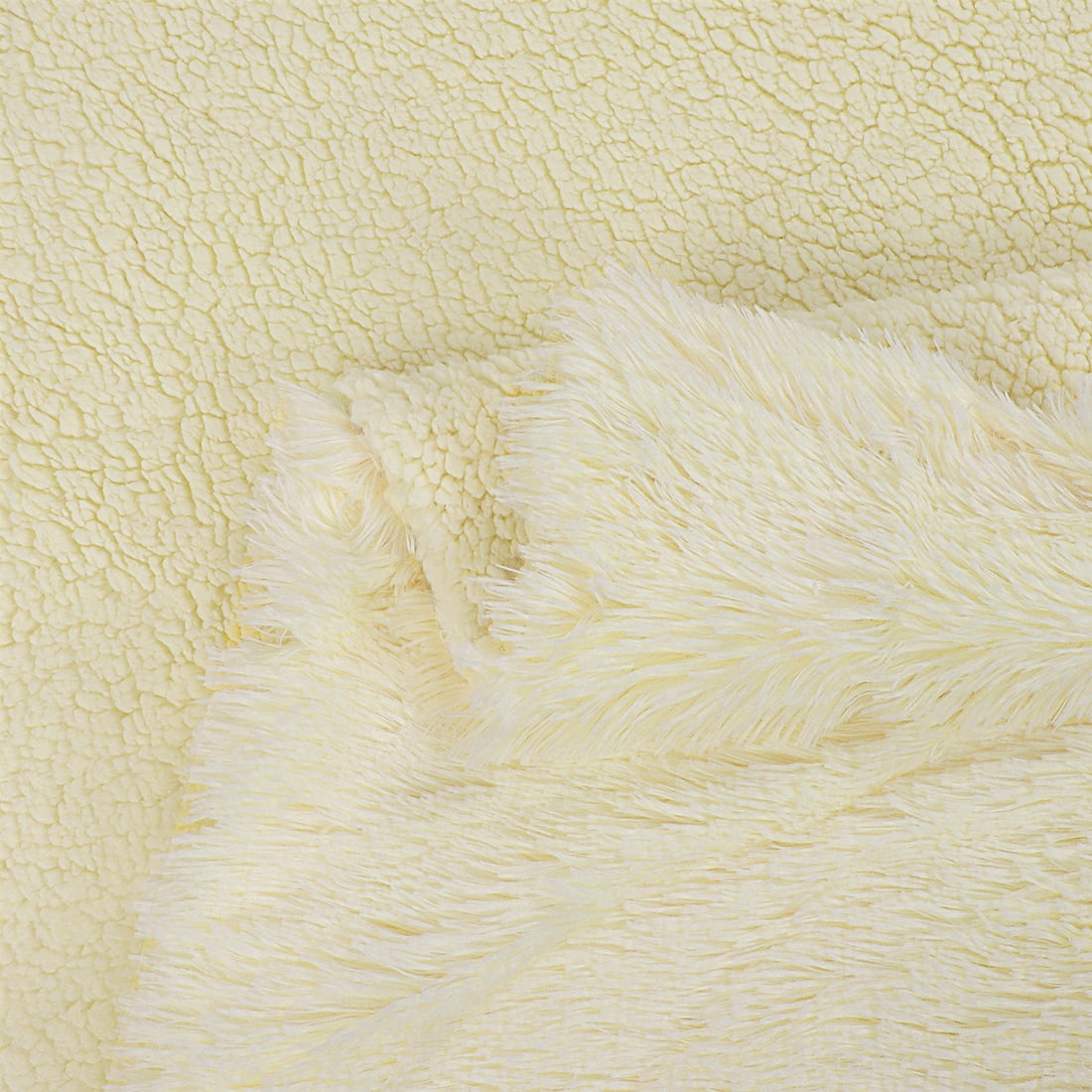 Unique Bargains Double-sided Fluffy Shaggy Faux Fur Blanket Cream Twin(60" x 80")