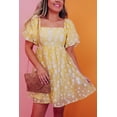 thumbnail image 1 of a.Jesdani Boho Chic Floral Jacquard Mini Dress - Puff Sleeves & Style, 1 of 8