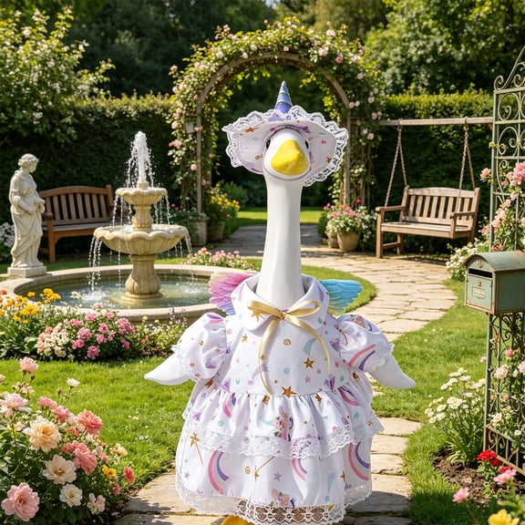 Pandiboks 17in porch goose outfit porch goose clothes White Washable Outdoors Lawn cotton decoration Gifts for others