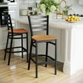 thumbnail image 4 of Flash Furniture HERCULES Series Black Ladder Back Metal Restaurant Barstool - Natural Wood Seat, 4 of 12