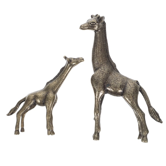 Set of 2 Elegant 6.5 Inch Brass Giraffe Figurines with Finish for Home and Office Decor