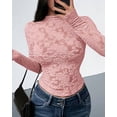 thumbnail image 6 of FreshPretty Mesh Long Sleeve Tops for Women Lace Sexy Sheer Tight See Through Crew Neck Spring Fall Party Club Outfits, 6 of 6