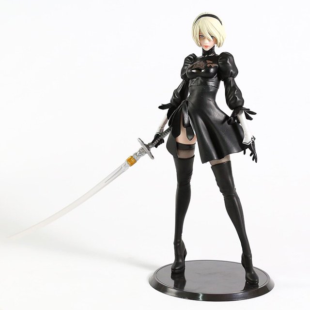 NieR Automata-figura de acción de HUNTER 2b, YoRHa N ° 2, tipo B, de dos cabezas, modelo de colección para adultos, 33CM Gong Bohan LED