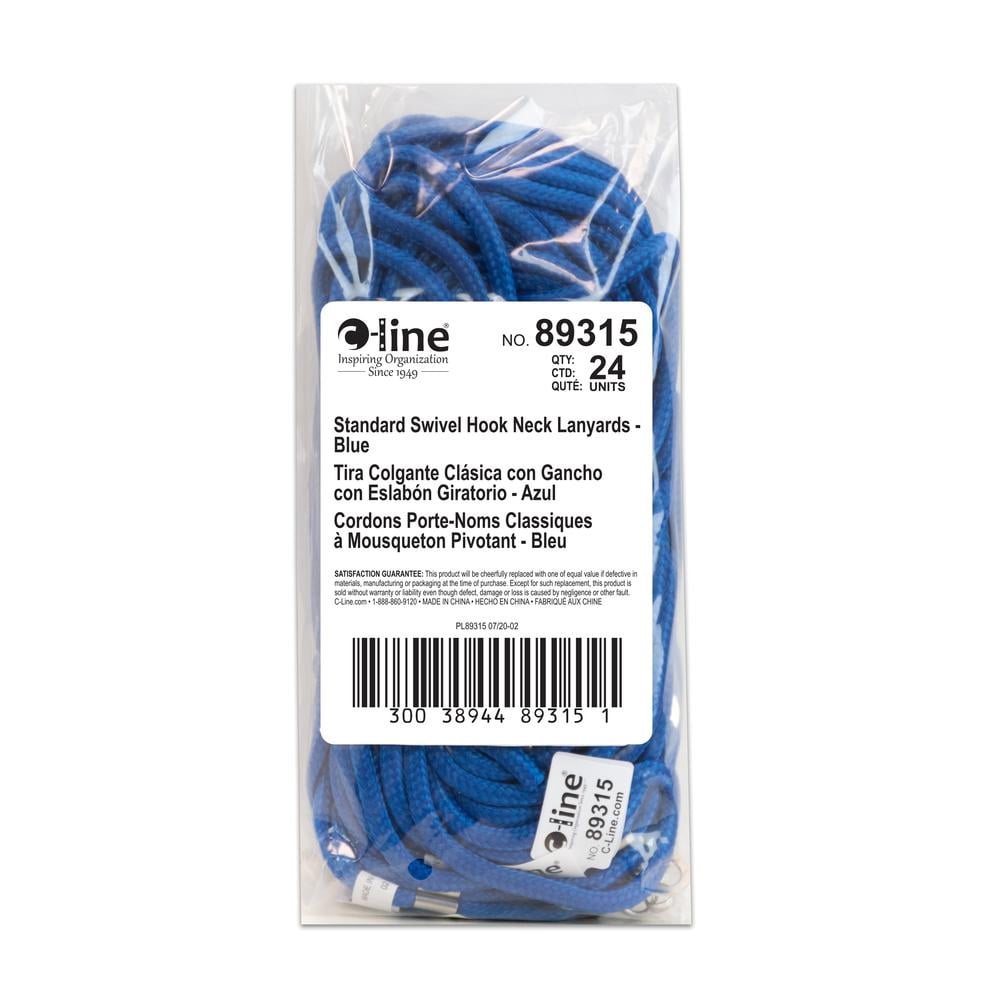 C-Line Standard Lanyard, Swivel Hook, Blue, 36 Inches Long, 24 per Pack (89315-24)