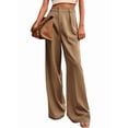 thumbnail image 3 of Women Wide Leg Pants High Waisted Business Casual Work Trousers Dressy Pants with Pockets Khaki S, 3 of 10