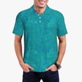 thumbnail image 3 of Balery Blue Green Glitter Printed Men’s Short Sleeve Polo Shirt, Midweight Men's Shirt,Golf Polo shirts -Medium, 3 of 9
