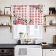thumbnail image 2 of 2 Panels Kitchen Tier Curtains 39 Inch Length, Pink Spring Floral Grommets Window Treatment Curtain, Watercolor Flowers Butterfly Checkered Thermal Curtains Drapes for Living Room/Bathroom, 2 of 9