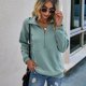 thumbnail image 5 of Sudadera de manga larga con solapa y media cremallera para mujer, color sólido, elegante, holgado, informal (verde grisáceo), 5 of 6