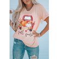 thumbnail image 1 of ABPHQTO Camiseta de manga corta con estampado gráfico de calabaza Fall Feels rosa para mujer, 1 of 5