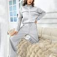 thumbnail image 4 of UAMVSH Women Jackets Outfits Full Zipper Stand Neck Sweatshirt Coats and Wide Leg Pockets Pants Long Sleeve 2 Piece Lounge Sets(LargeGray), 4 of 4