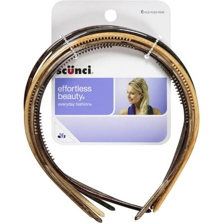 Scunci Effortless Beauty Headbands, Browns, 6 count