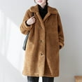 thumbnail image 4 of Usmixi 2023 Trench Coat for Women Plush Coat for Women Open Button up Fluffy Fleece Overcoat Pocket Long Sleeve Lapel Casual Solid Fuzzy Furry Long Outerwear Winter Trench Coat, 4 of 7